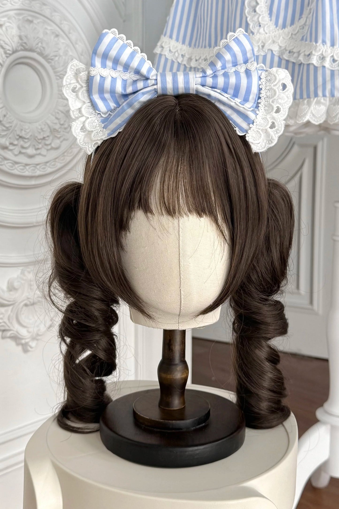 [Vorbestellung] Retro-Puppenartiges Lolita-Kleid + Haarband + Clip + Haube + Hut