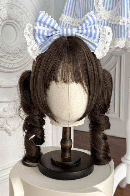 [Vorbestellung] Retro-Puppenartiges Lolita-Kleid + Haarband + Clip + Haube + Hut