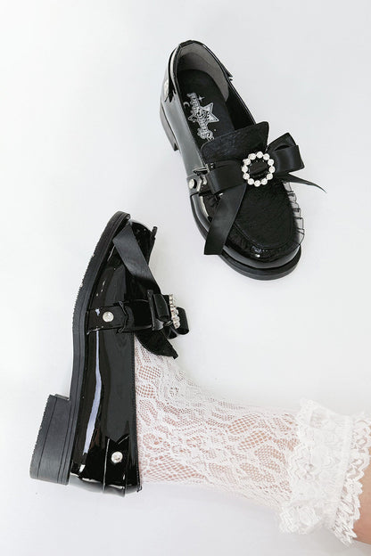 Plateau-Loafer im Jirai-Stil mit Perlschnalle