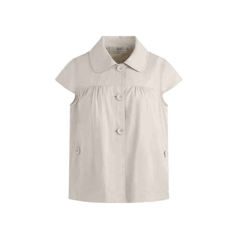 Top con colletto da bambola e maniche a volant