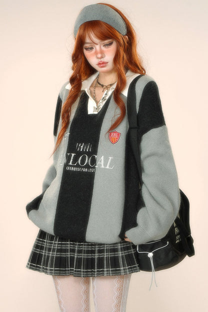 Stripe college style sweater