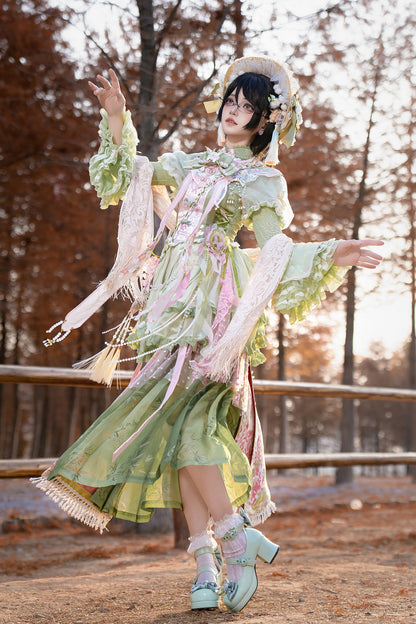 [Mar. 18th reservation deadline] China Lolita Pink Green Horse Face Two Piece Set Complete