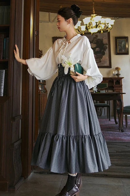 Retro High-Waist Polka Dot Skirt