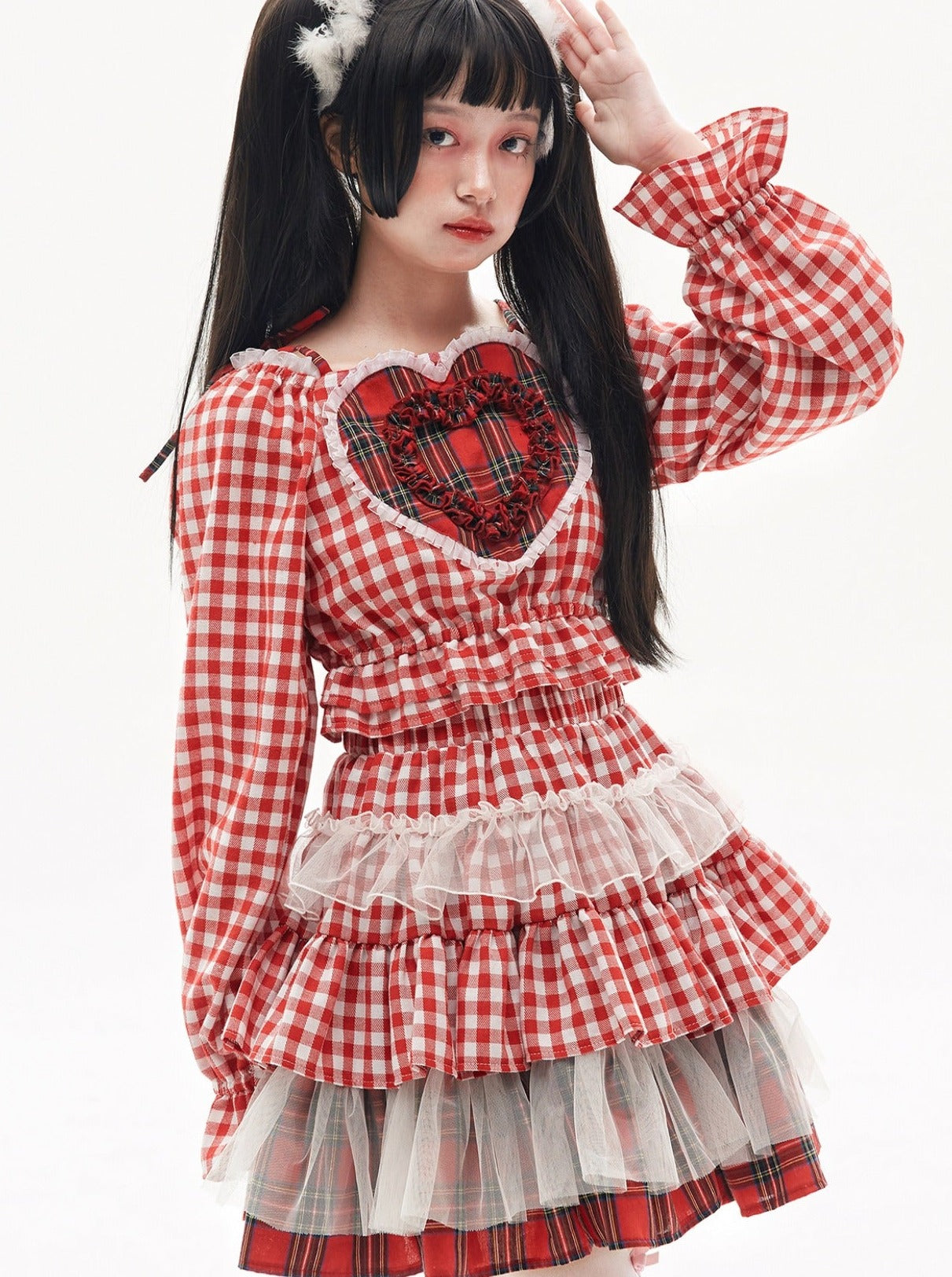 Retro Check Heart Top