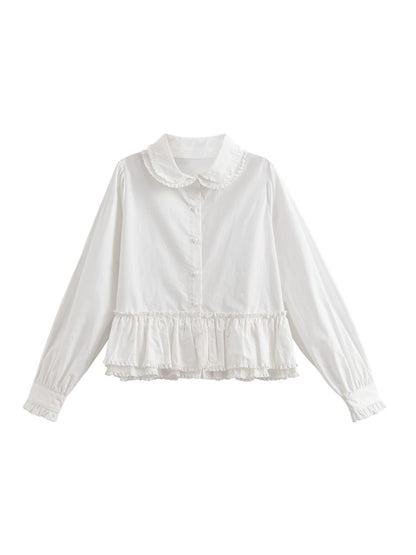 Double Layer Lace Doll Collar Blouse