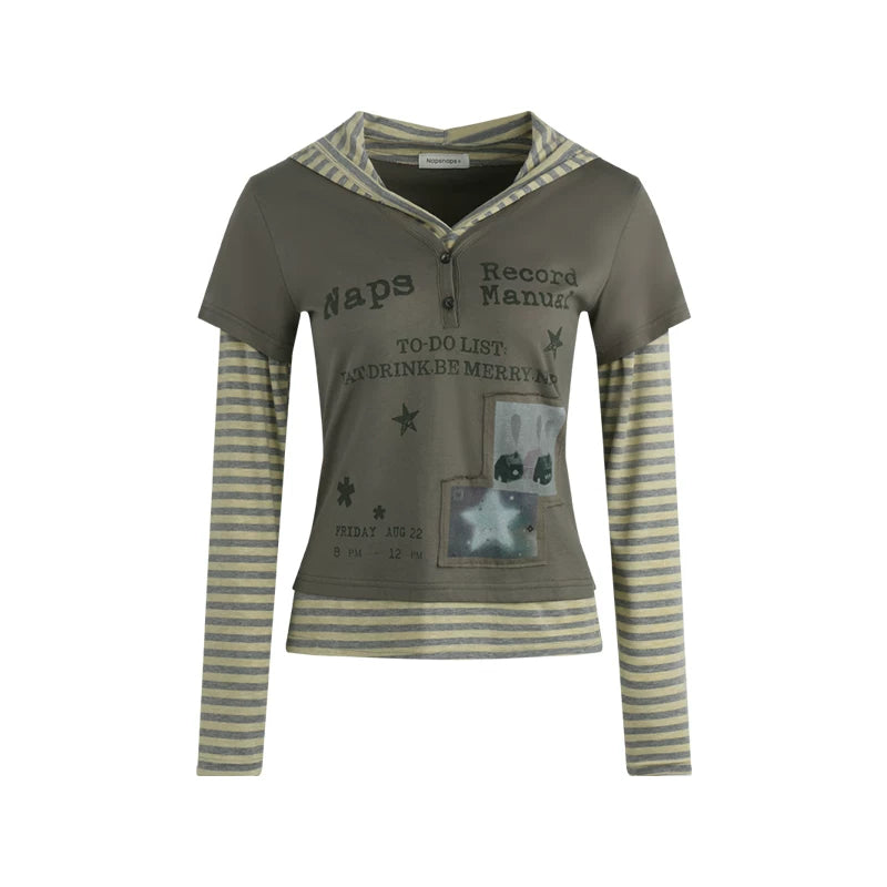 Striped Y2K Hoodie Top