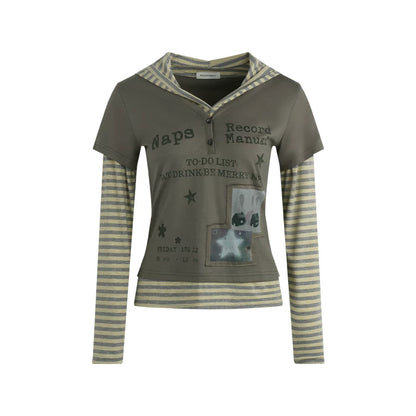 Striped Y2K Hoodie Top