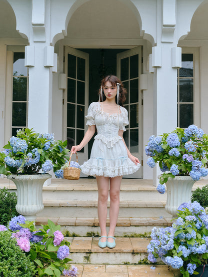 Puff Sleeve Sweet Pure White Short Top