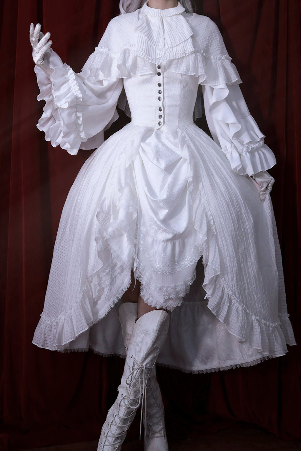 Witch-style hooded long-skirted cloak