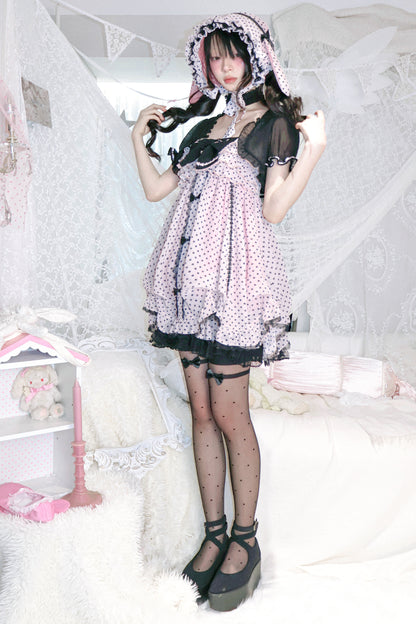 Dot design rabbit ear bonnet