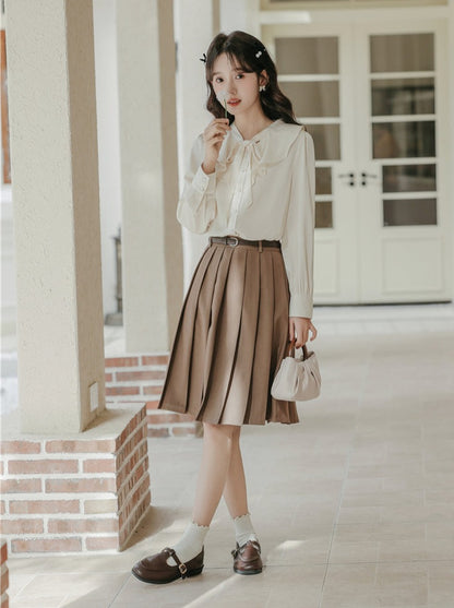 French Retro Chic Ruffle Chiffon Shirt