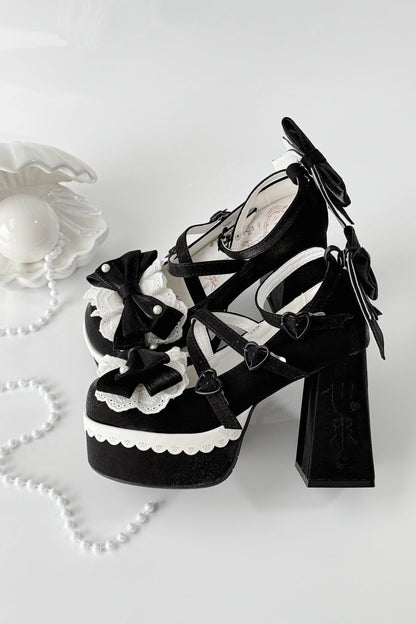 スイートフリルリボンロリータシューズ