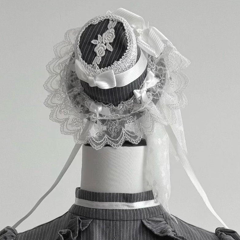 [Pre-order Deadline: April 25] Phantom Cat Series Cat Ear Hairband + Ribbon Veil Hat