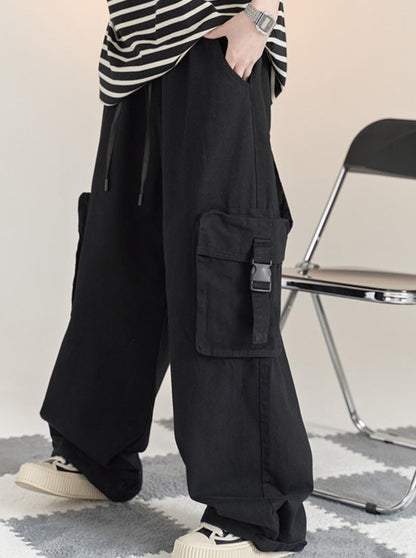 Solid color straight loose casual pants