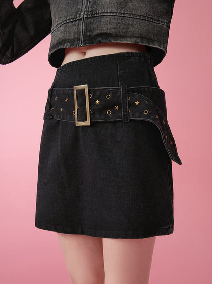 Retro denim jacket + skirt