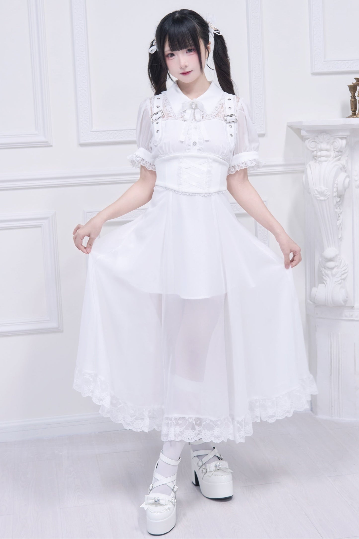 Subculture sheer top + long skirt