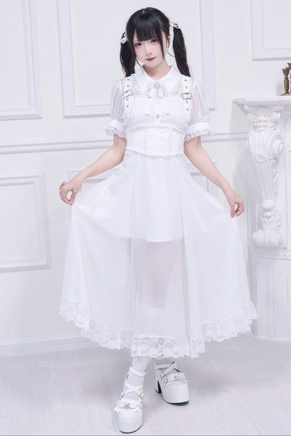 Subculture sheer top + long skirt