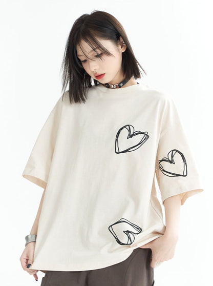 Printed Drop Shoulder Loose T-Shirt