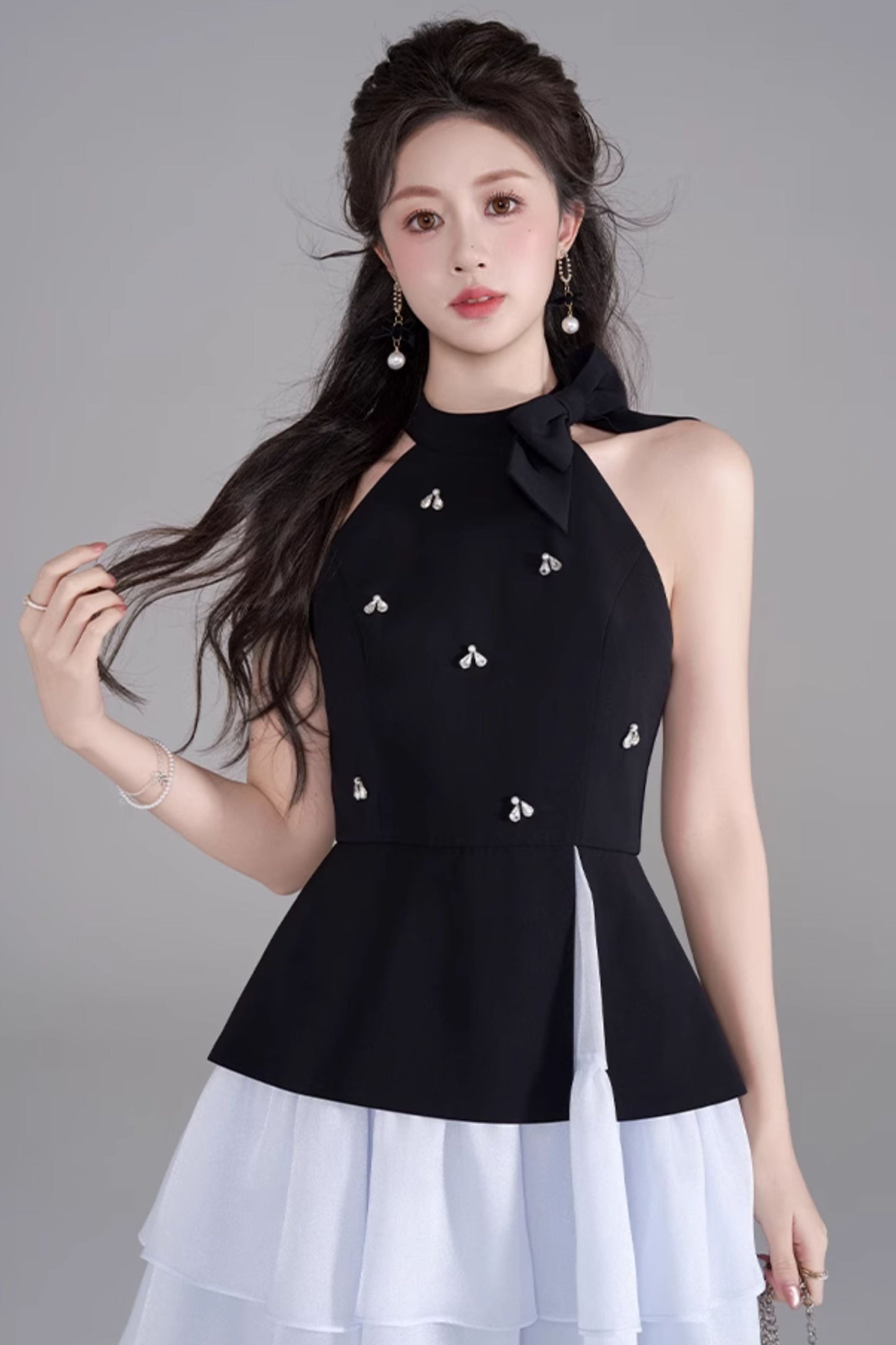 Sleeveless French Puff Dress