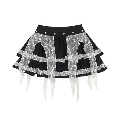 Punk style top + lace skirt