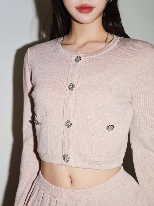 French sweet girly cardigan + sweet pure skirt