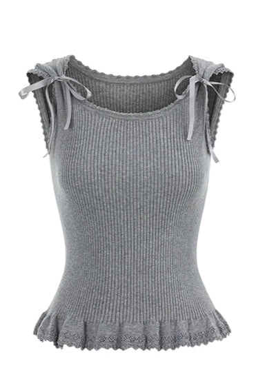 レースニットリボンショルダーキャミソール