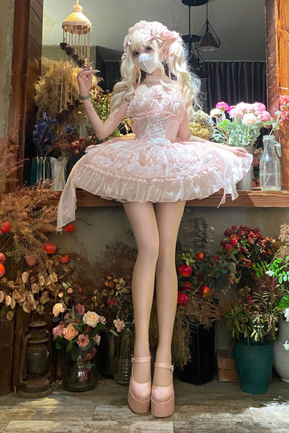 ホルターネックノースリーブシュガーロリータドレス