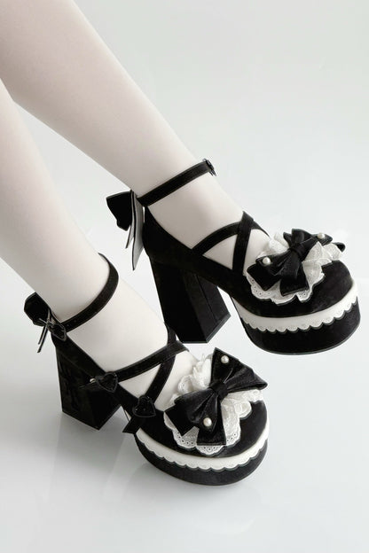 スイートフリルリボンロリータシューズ