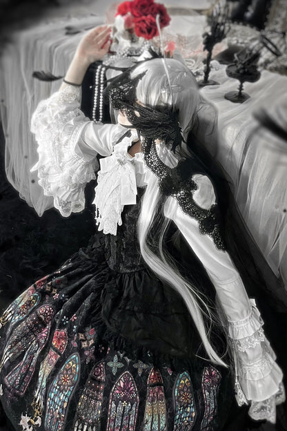 【9月28日予約締切】Gothic Lolita Stained Glass Lace Ruffle Corset JSK Dress