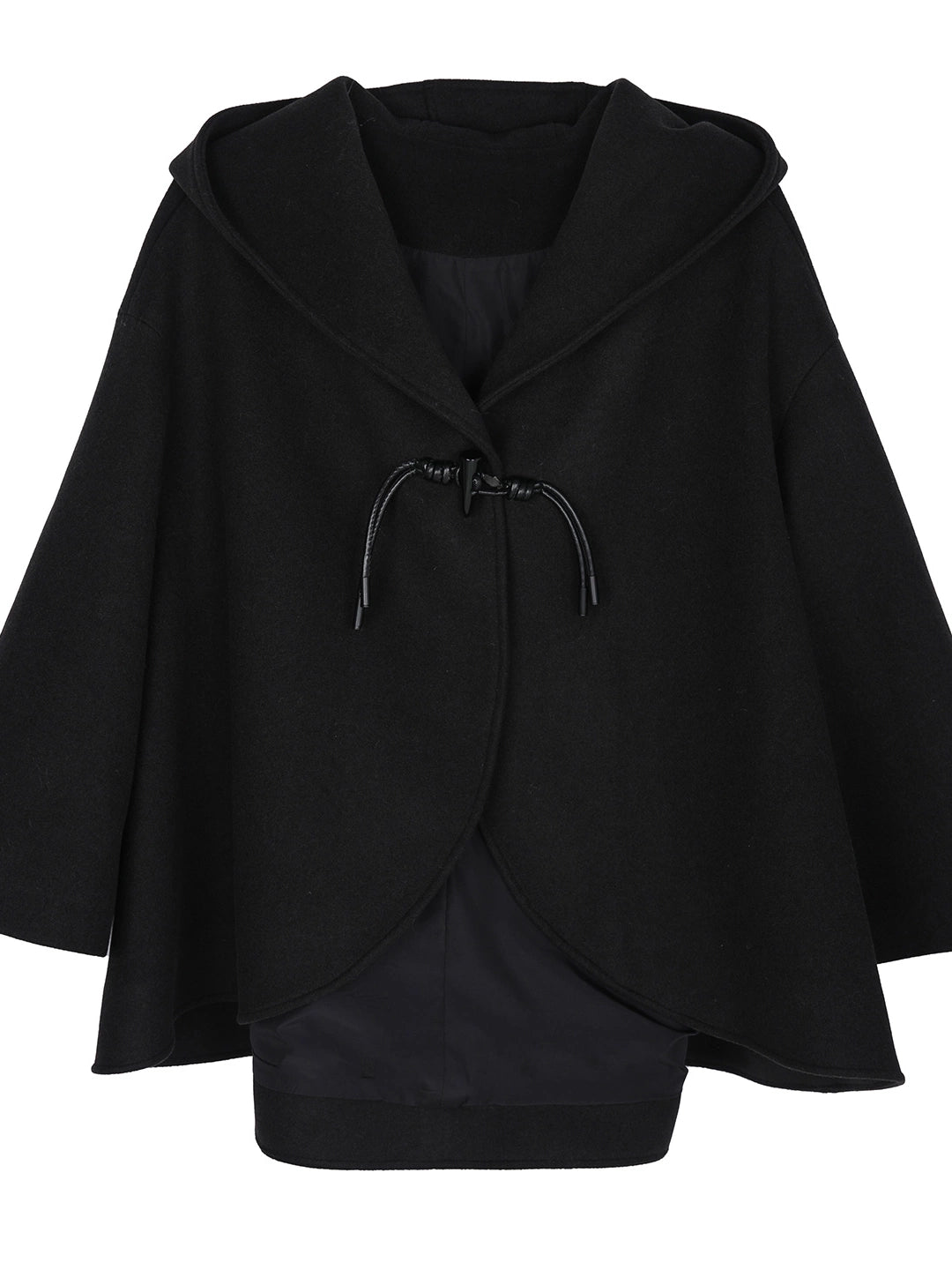 ブラックレザーノットケープコート