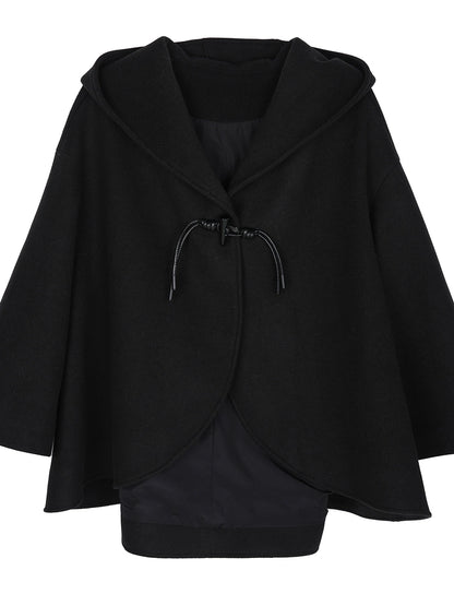 ブラックレザーノットケープコート