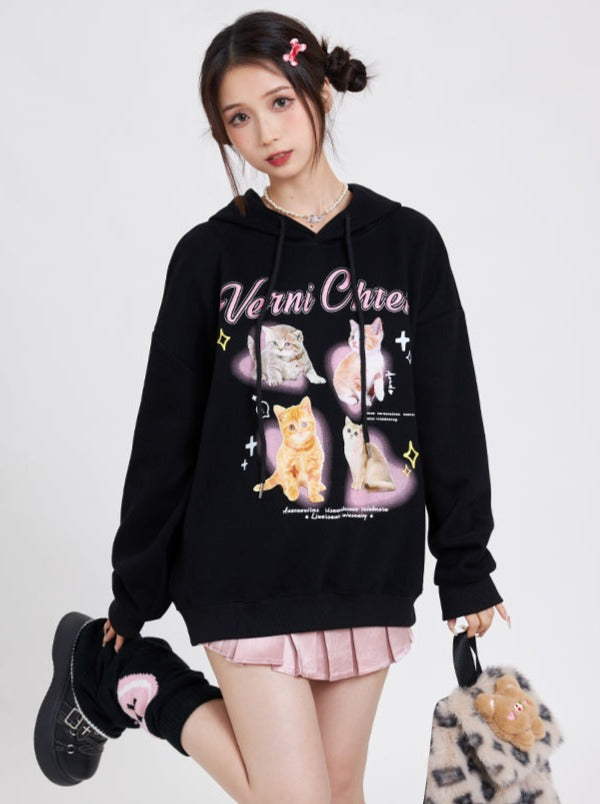 Cat Hooded Girly Hoodie