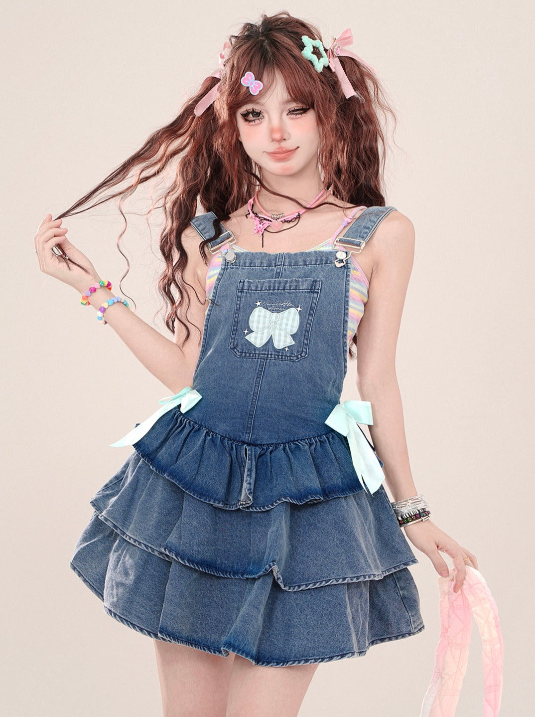 Casual Summer Tiered Princess Suspender Skirt