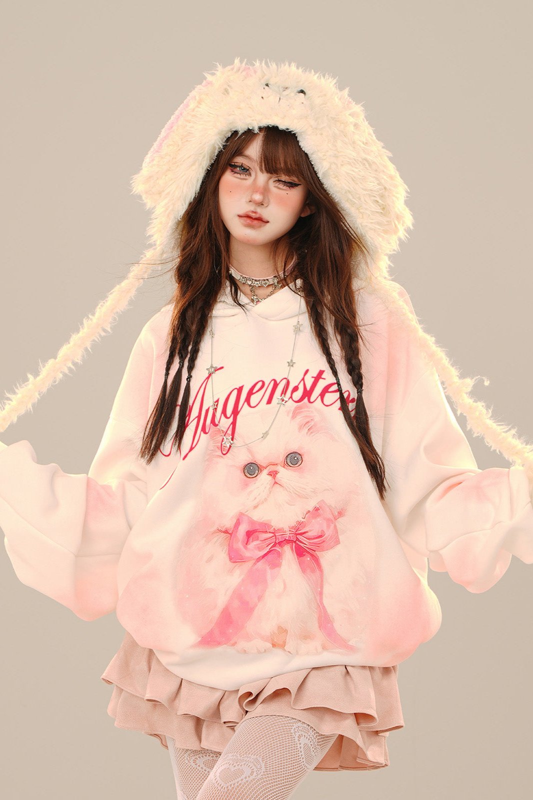 Cat Doll Loose Hoodie Oversized Sweatshirt