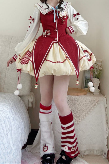 Fairy Tale Little Sheep Apple Balloon Clown Dress Suit + Accessories