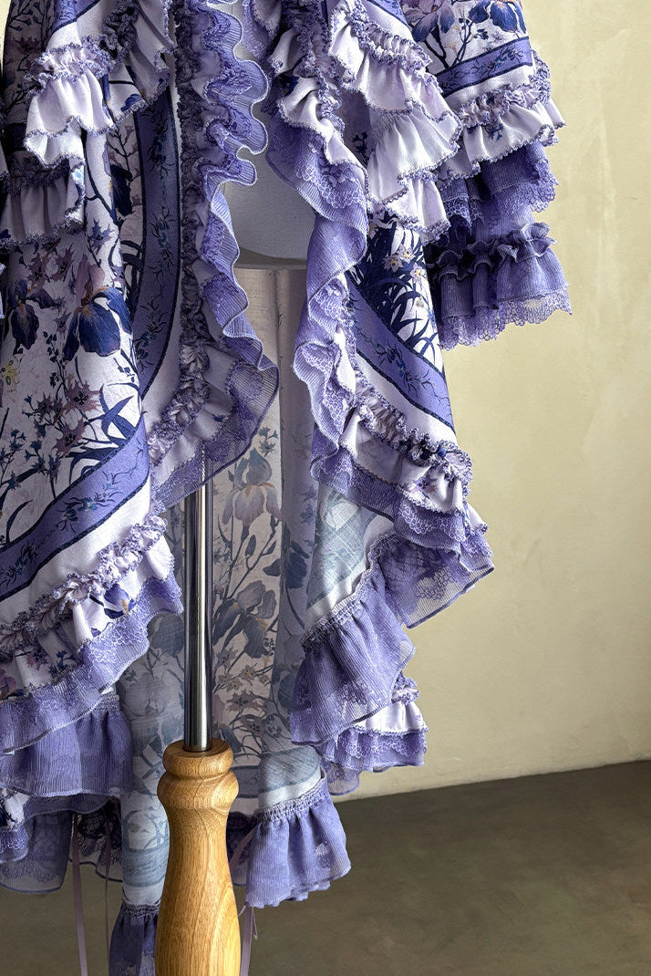 【9月13日予約締切】Purple/Dark Purple Gothic Lolita Elegant Iris Dress Top & Bustier & Skirt Set 1/2+ Full Set