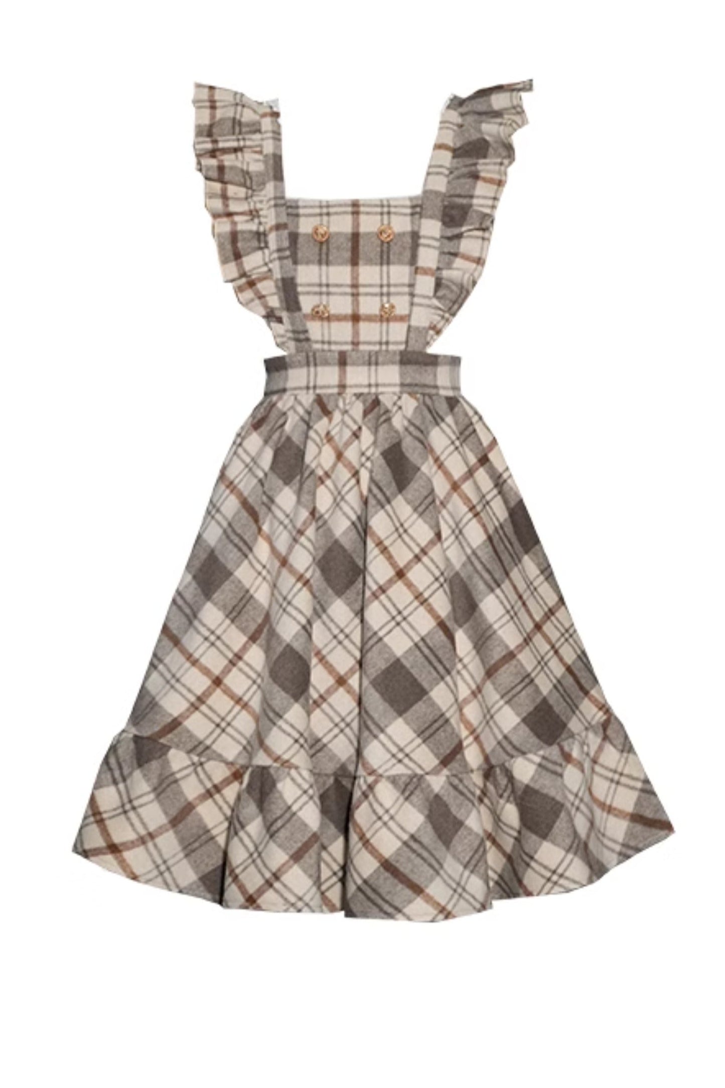 Almond Milk Coffee Retro Suspender Skirt