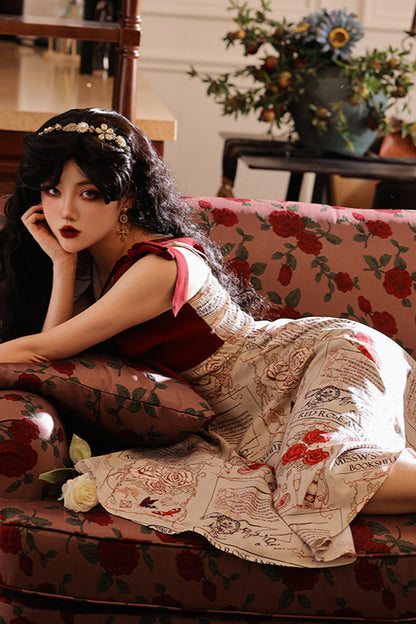 Antique Girl Ribbon Flare Dress