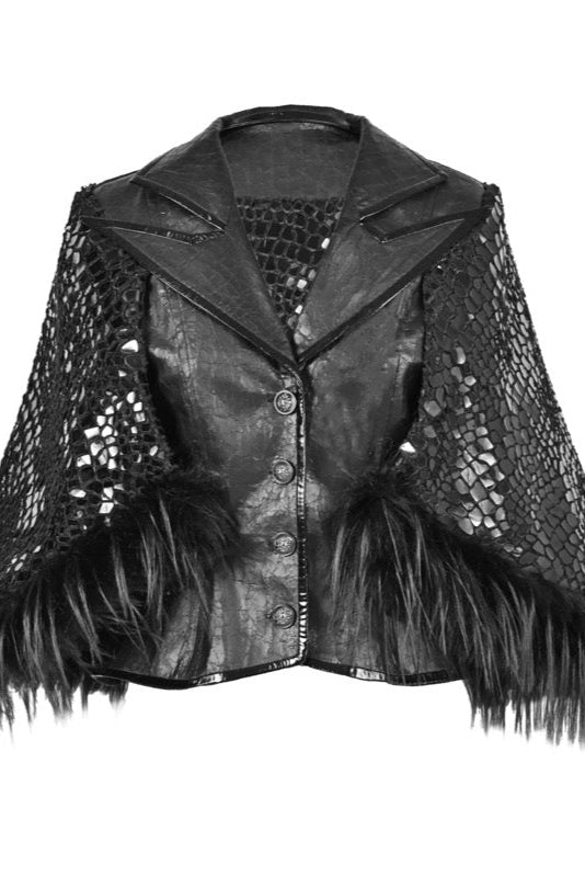 Gothic office dark cape + mesh gloves