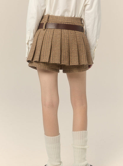 College Style Checked A-line Pleated Skirt (jupe plissée à carreaux)