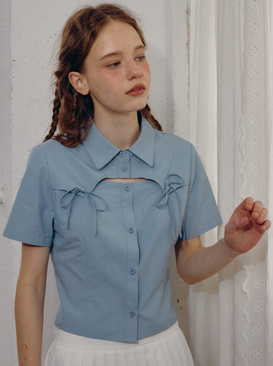 スリムデザインリボンシャツ