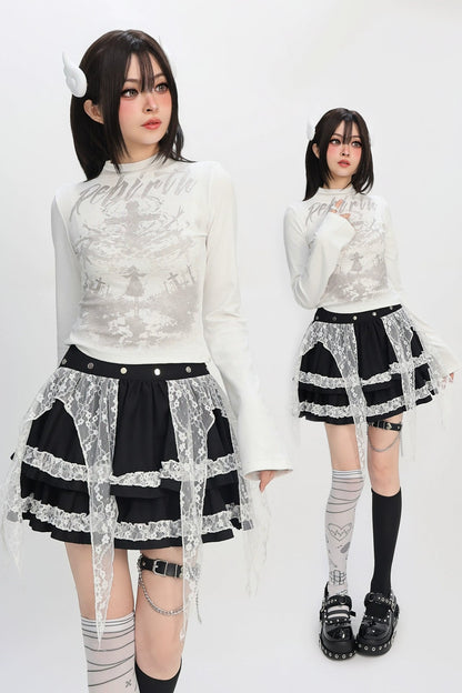 サブカルスモールタートルネックトップス