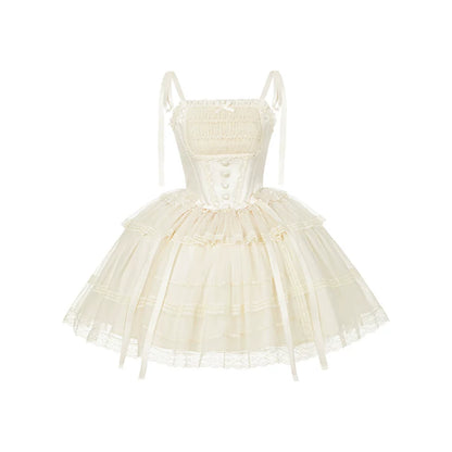 Weißes Korsett-Prinzessin-Lolita-Kleid + Outerwear + Accessoires