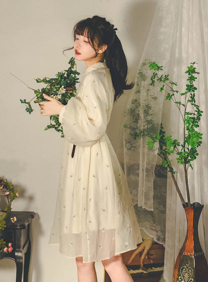 Baroon Sleeve Flower Dress