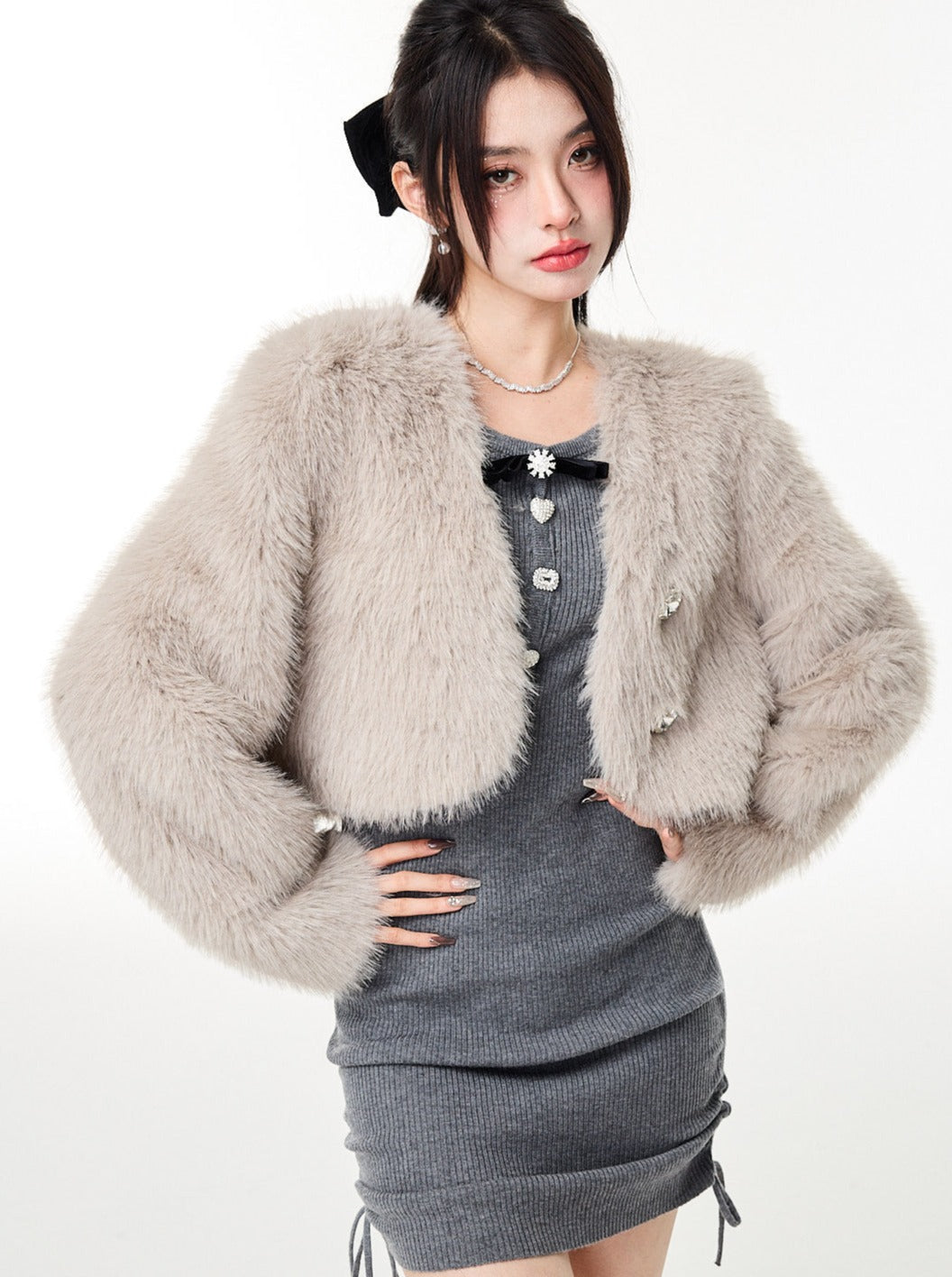 French fur short coat