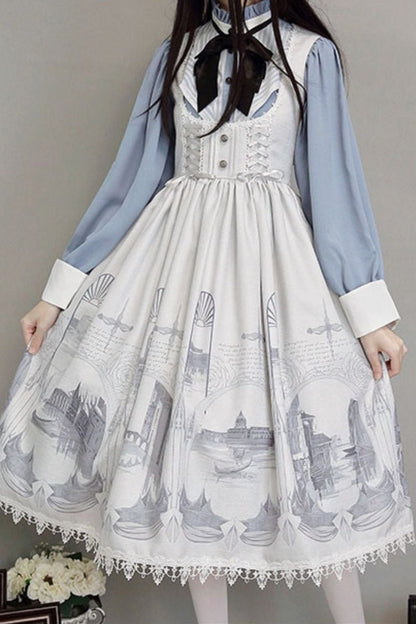 [September 30 reservation deadline] Elegant Gothic Print Lace Suspender Dress