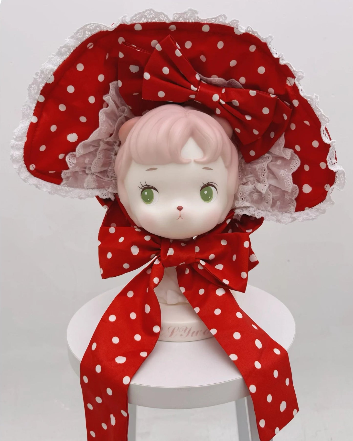 Retro-Lolita-Punkte-Haube + Band + Haarreif