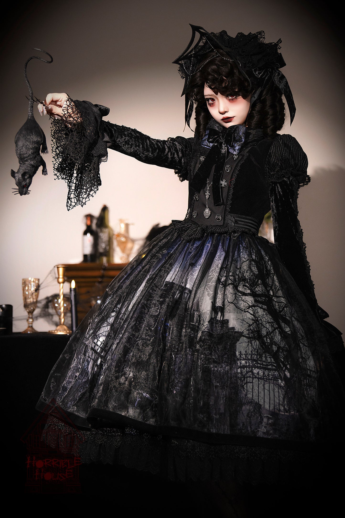 [Deadline for reservation: February 23rd] Horror House Spider Web Gothic Cape Dress