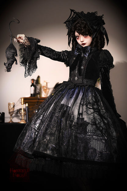 [Deadline for reservation: February 23rd] Horror House Spider Web Gothic Cape Dress