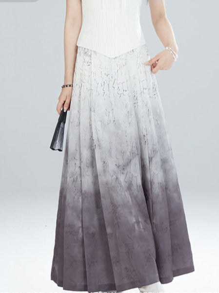 inky pleated long skirt